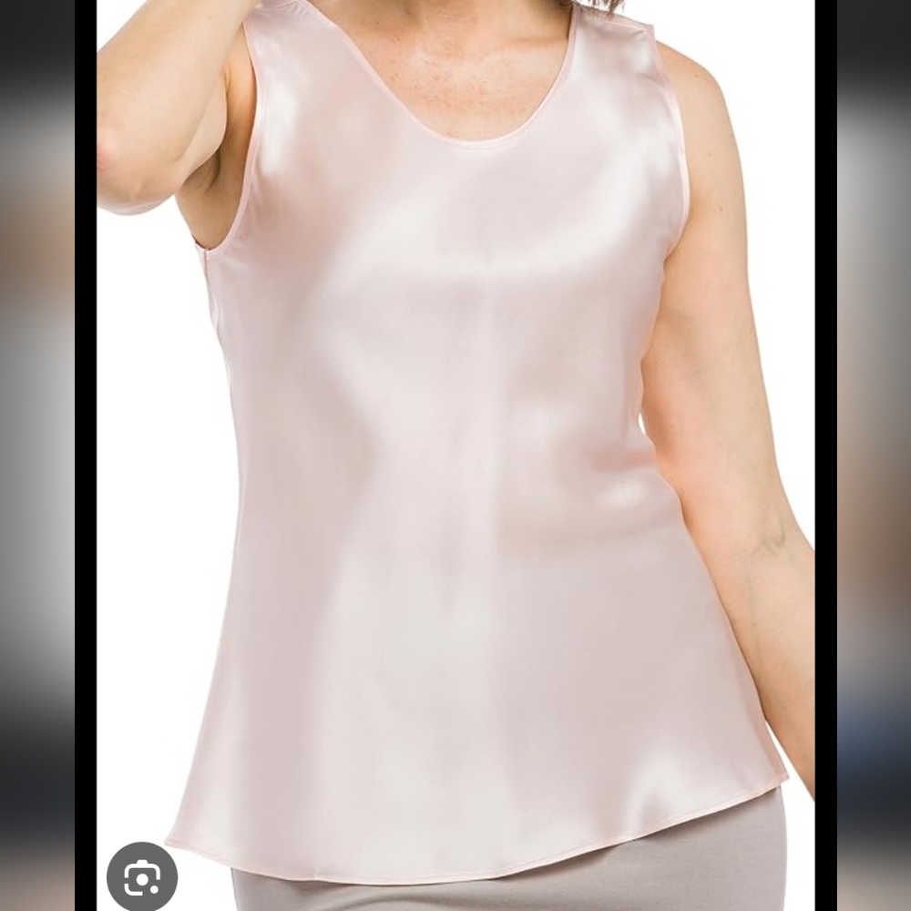 Fishers Finery 100% Pure Mulberry Silk Light Pink Satin Camisole Top  Size Large